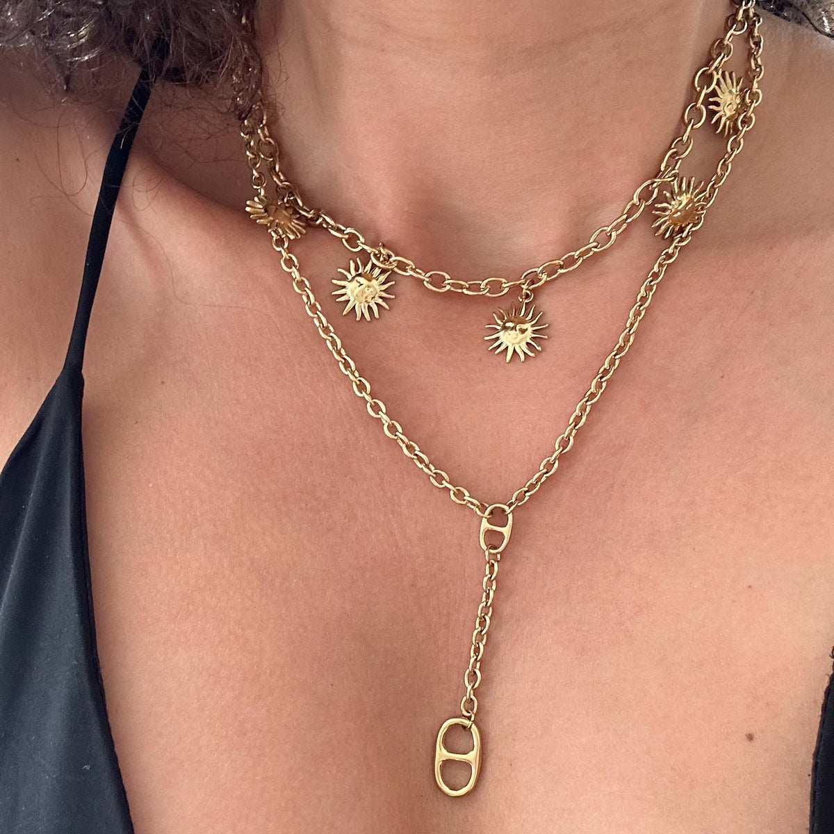 Collier cravate Kesy en acier inoxydable doré – Lany-bijoux