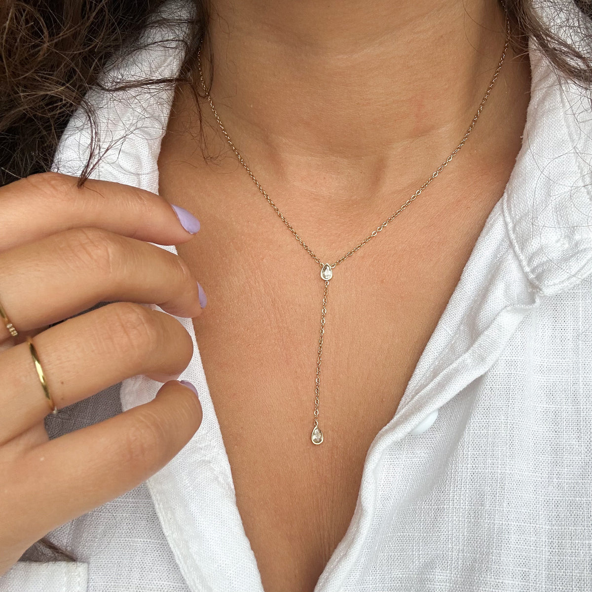 Collier cravate Lilou en acier inoxydable doré – Lany-bijoux