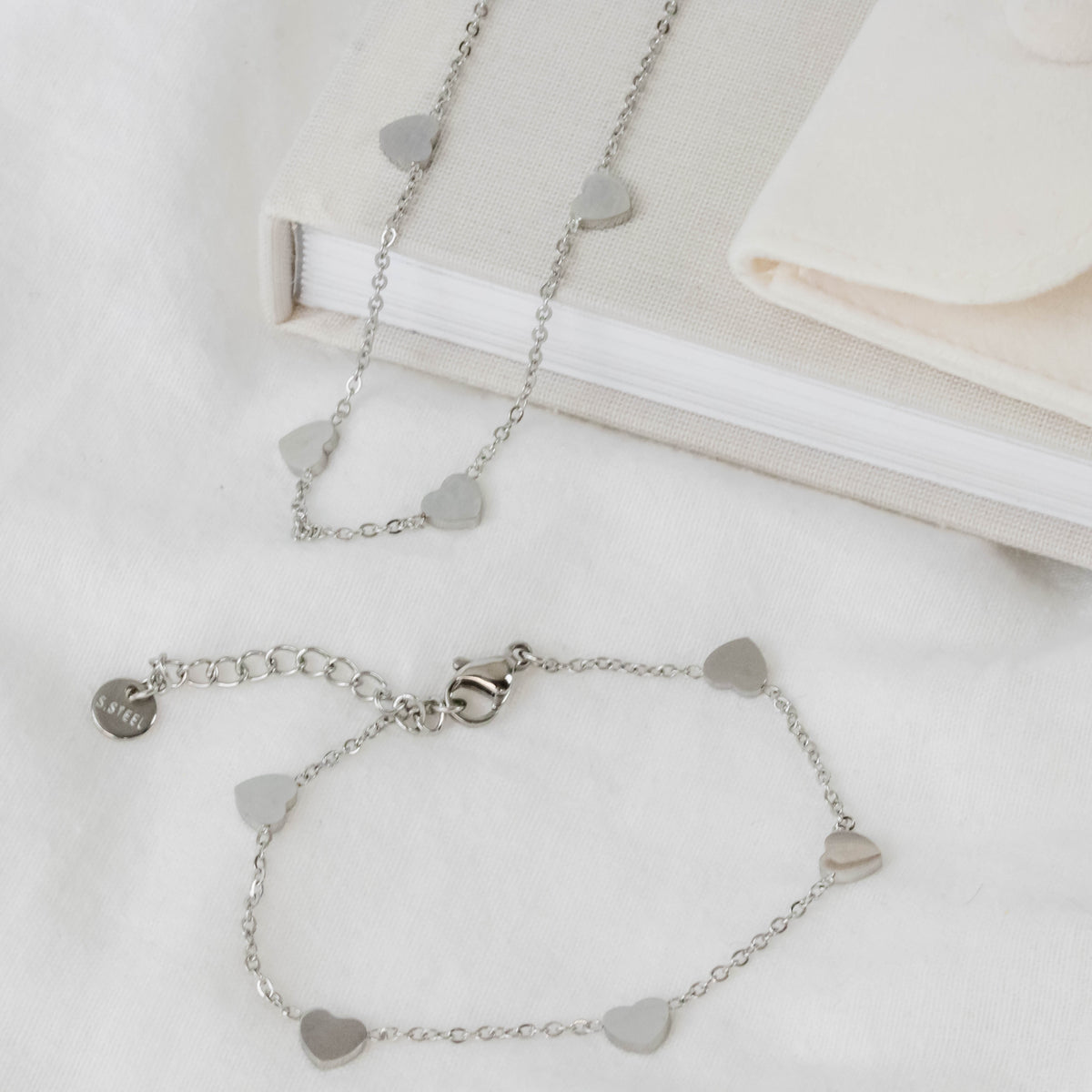 Collier Marra cœurs en acier inoxydable argenté – Lany-bijoux