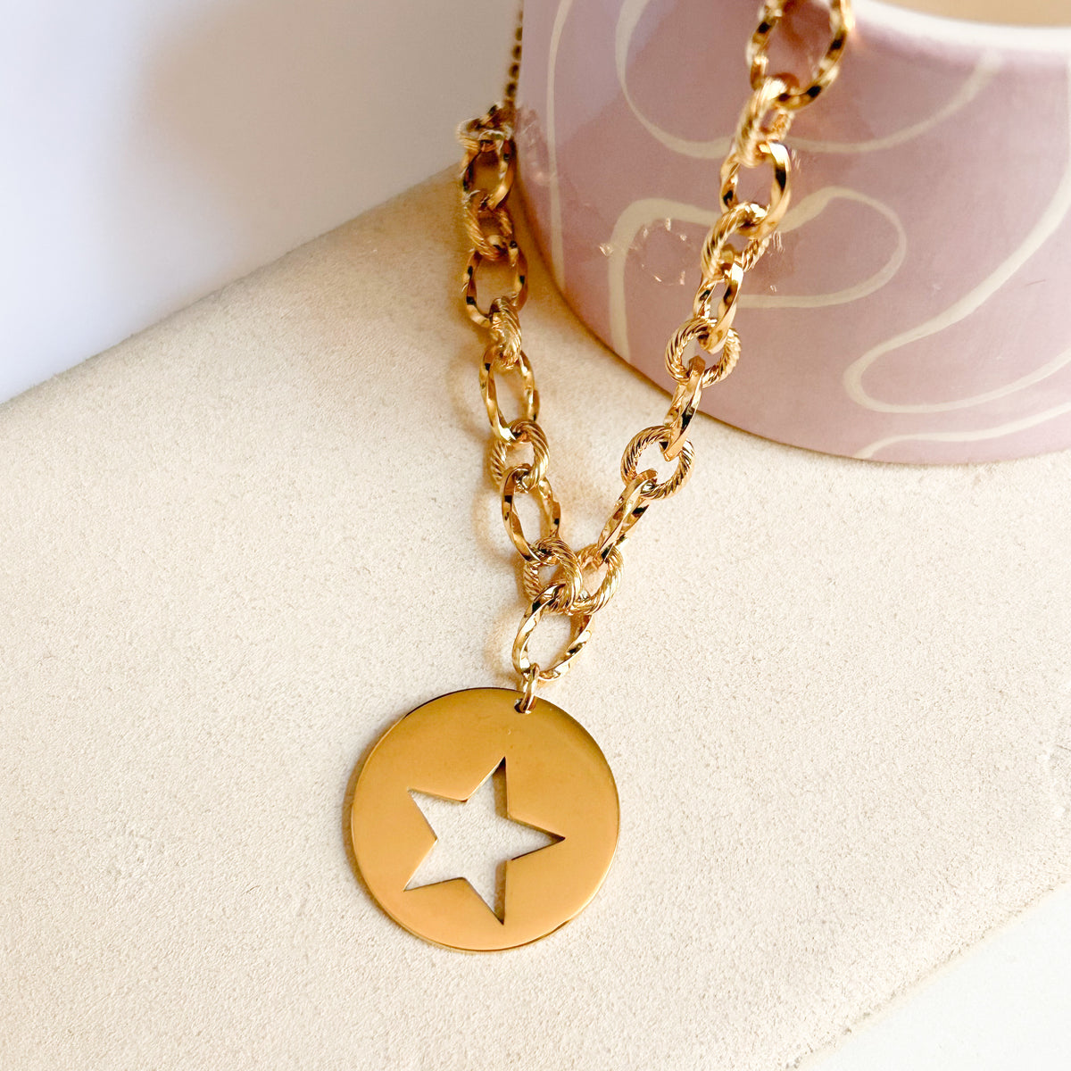 Collier Shine en acier inoxydable doré – Lany-bijoux