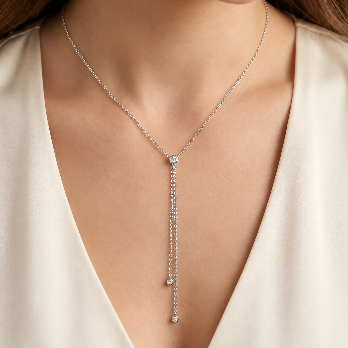 Collier Laury argenté trois strass