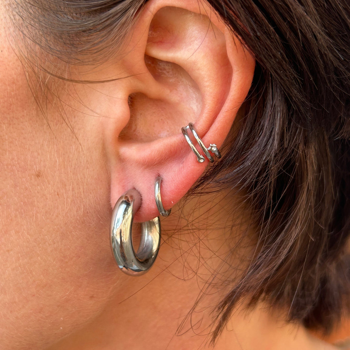 Créoles Beste 2,5 cm en acier inoxydable argenté – Lany-bijoux