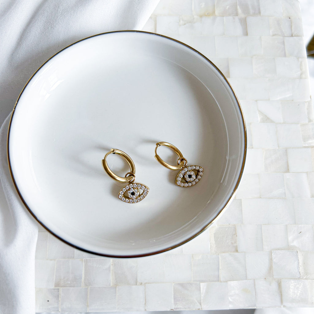 Boucles d'oreilles créoles œil en acier inoxydable doré – Lany-bijoux