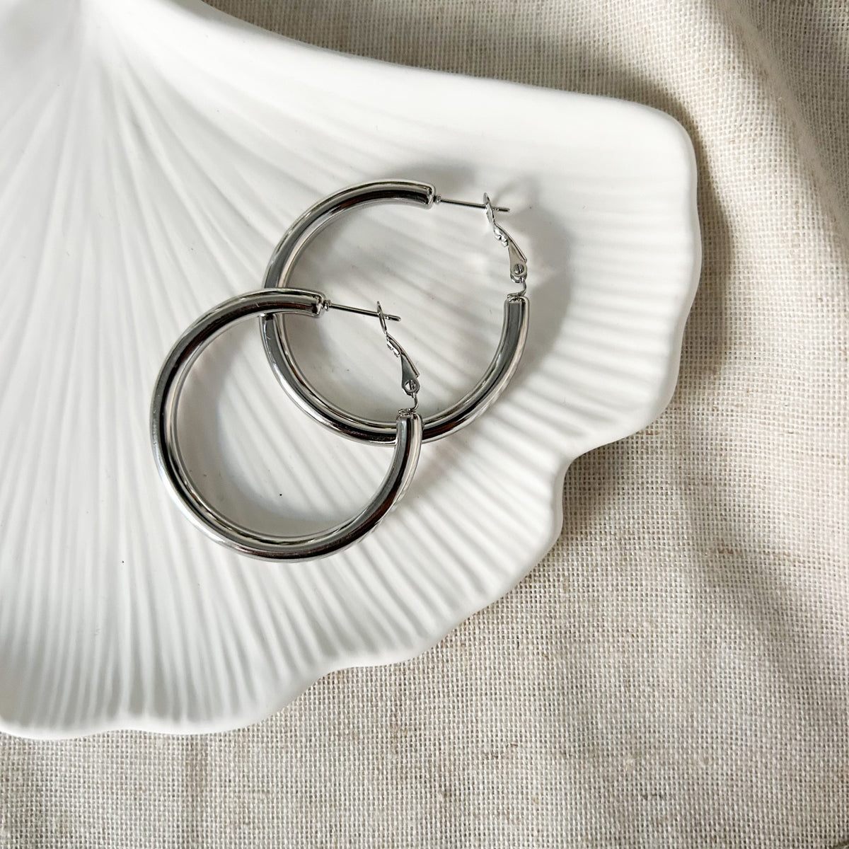Créoles Ruben en acier inoxydable argenté – Lany-bijoux