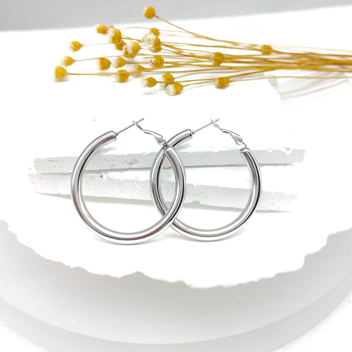 Créoles Ruben en acier inoxydable argenté – Lany-bijoux