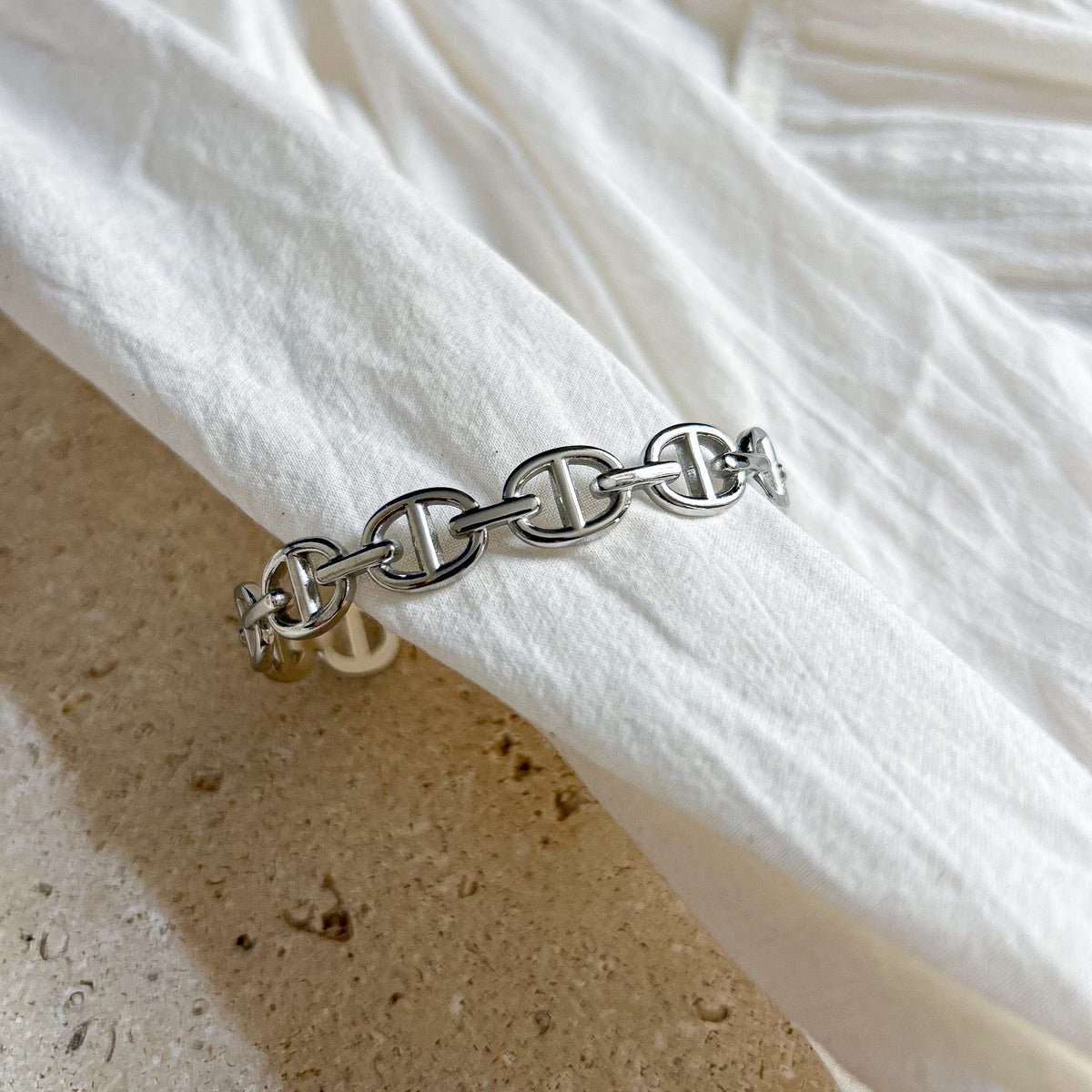 Bracelet demi-jonc Abey en acier inoxydable argenté – Lany-bijoux