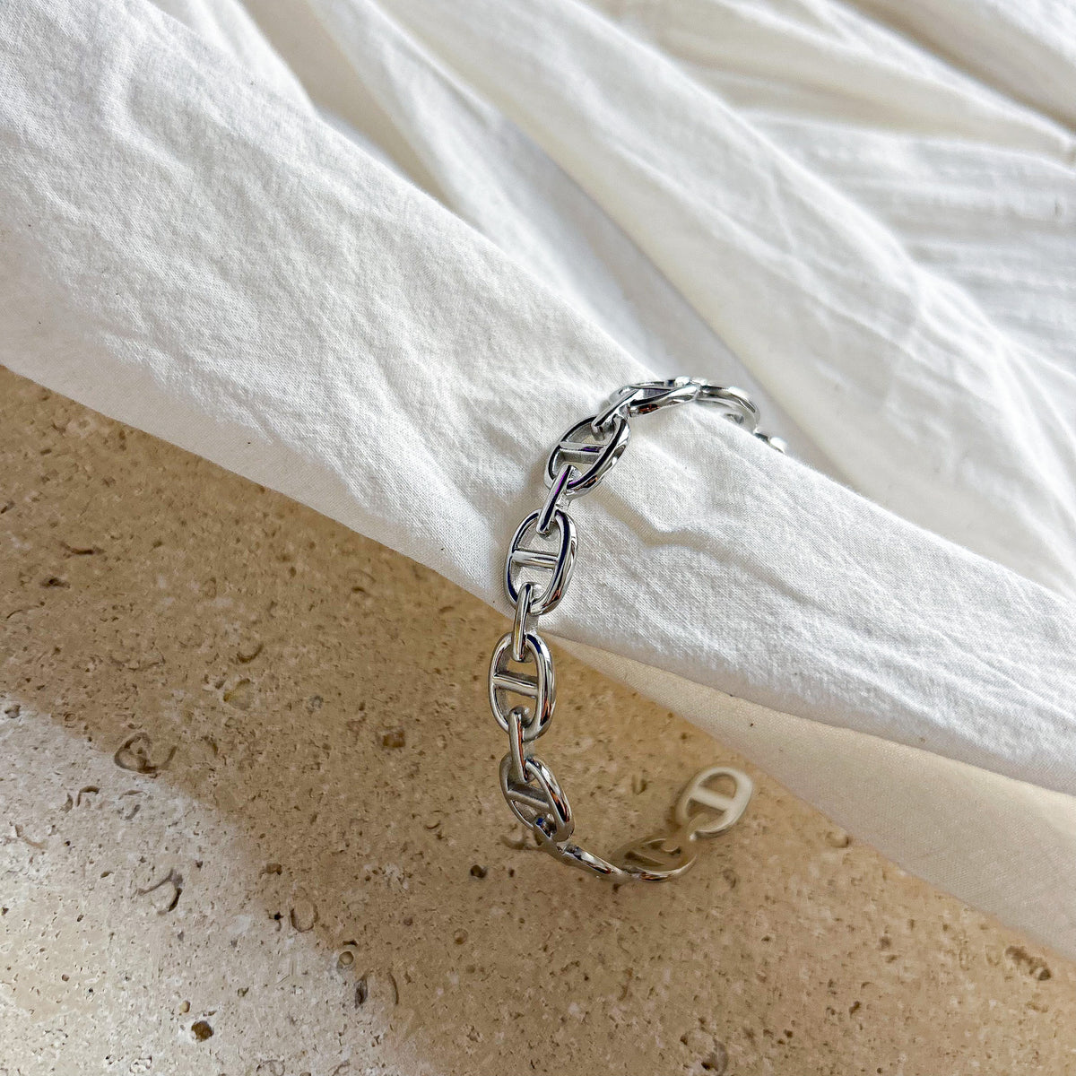 Bracelet demi-jonc Abey en acier inoxydable argenté – Lany-bijoux