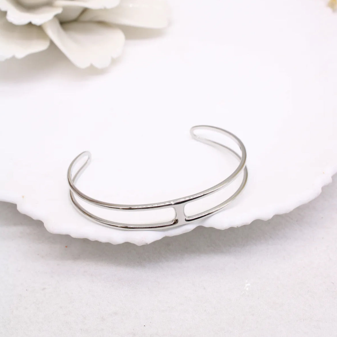 Bracelet demi-jonc Aléna en acier inoxydable argenté – Lany-bijoux