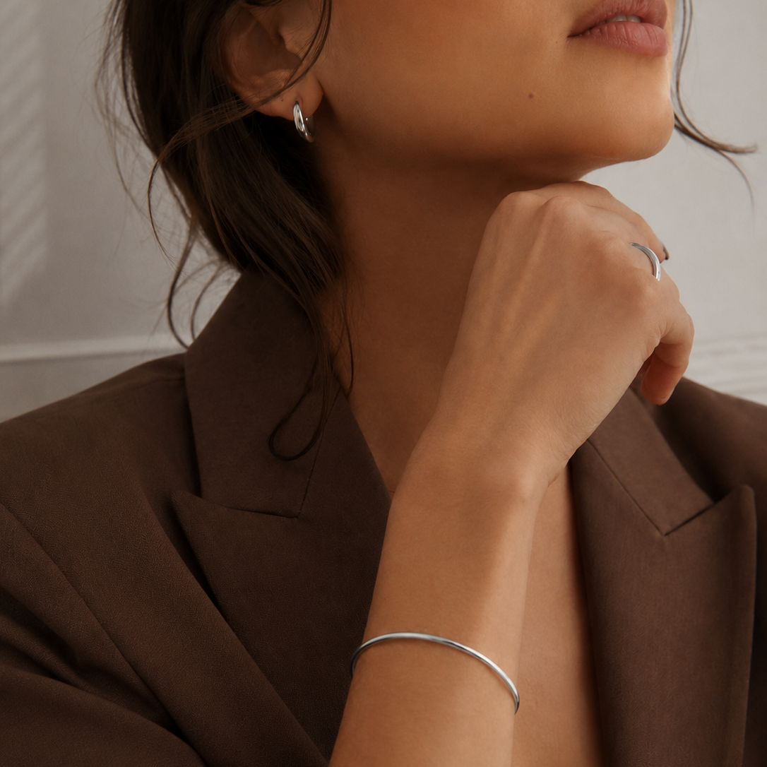 Judith  | Demi jonc argenté en acier inoxydable - Lany-bijoux