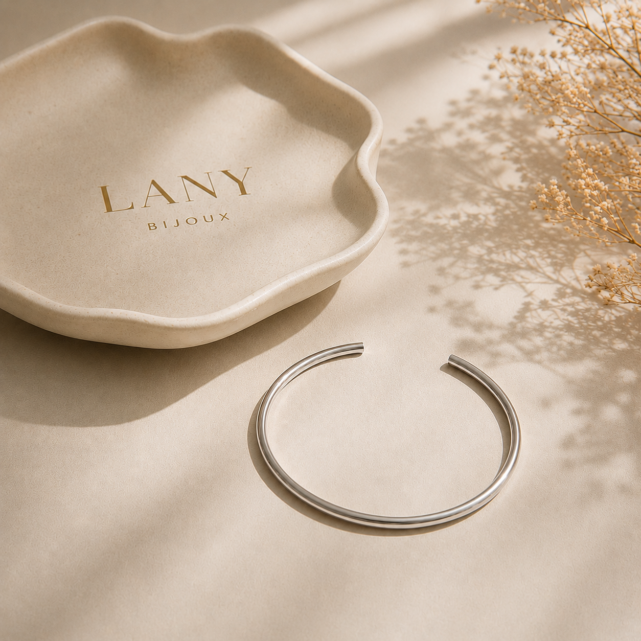 Judith  | Demi jonc argenté en acier inoxydable - Lany-bijoux