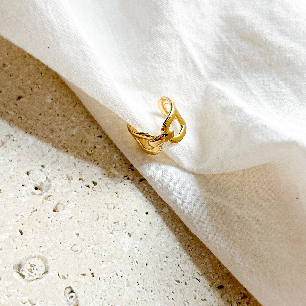Ear cuff Amedo en acier inoxydable doré – Lany-bijoux