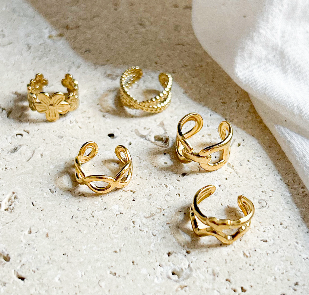 Ear cuff Amedo en acier inoxydable doré – Lany-bijoux