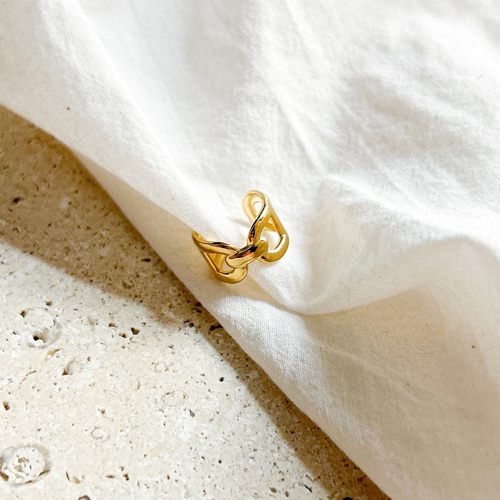 Ear cuff Amedo en acier inoxydable doré – Lany-bijoux