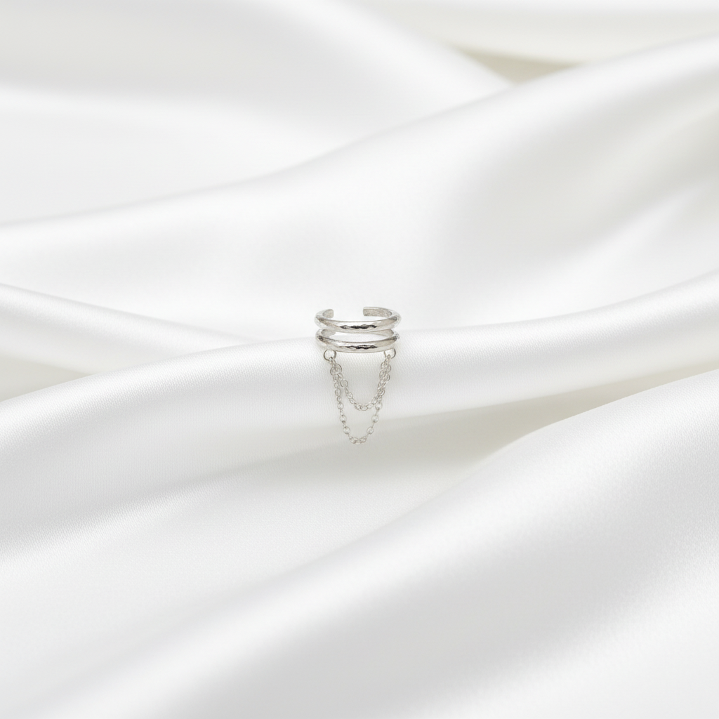 Ear cuff Léo en acier inoxydable argenté – Lany-bijoux