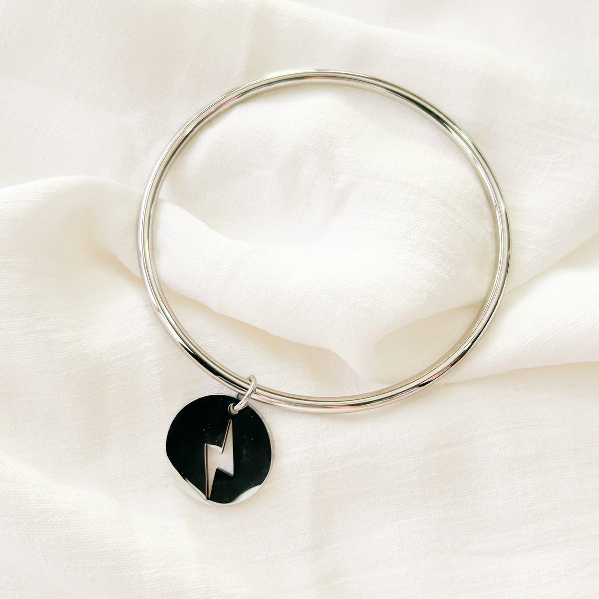 Jonc éclair en acier inoxydable argenté – Lany-bijoux