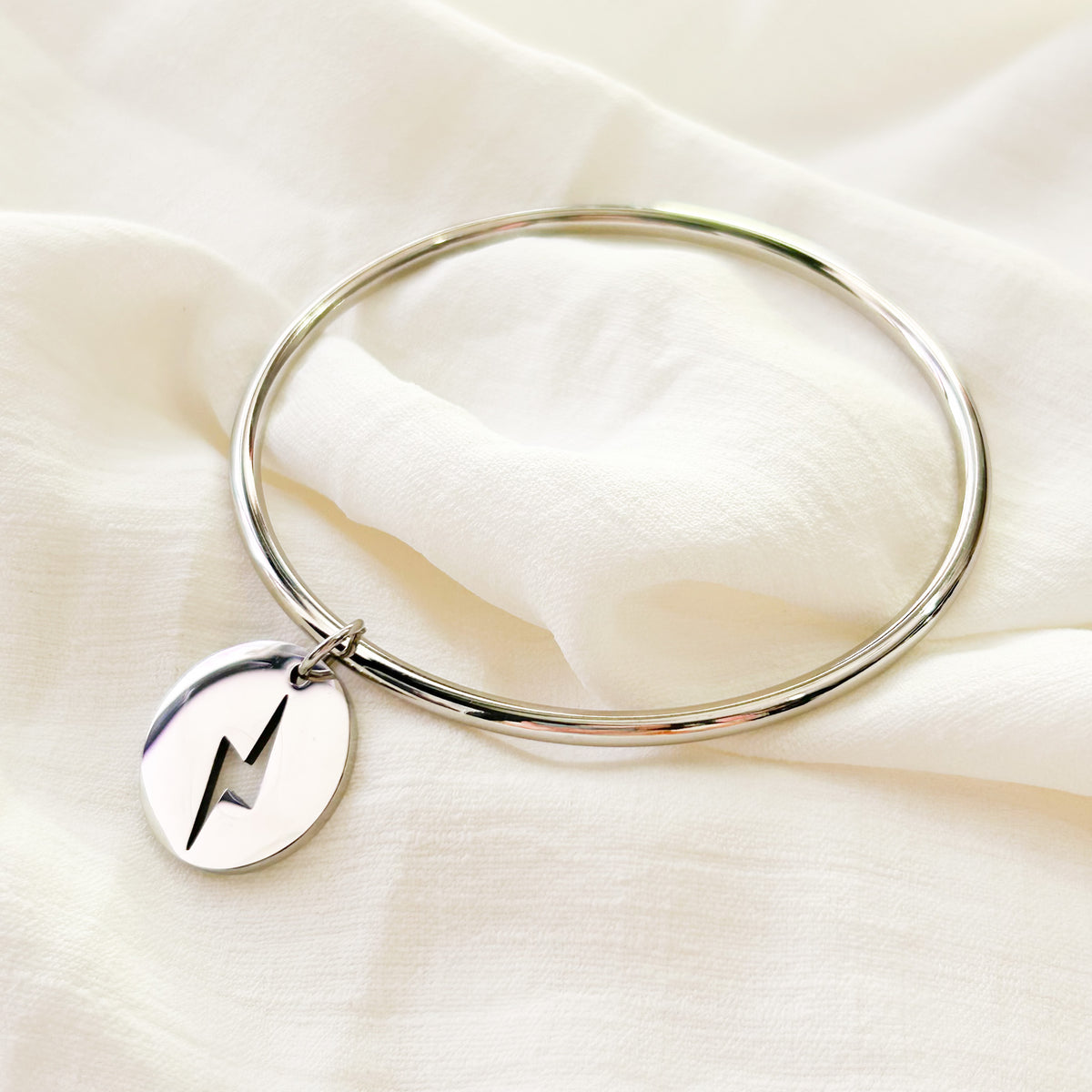 Jonc éclair en acier inoxydable argenté – Lany-bijoux