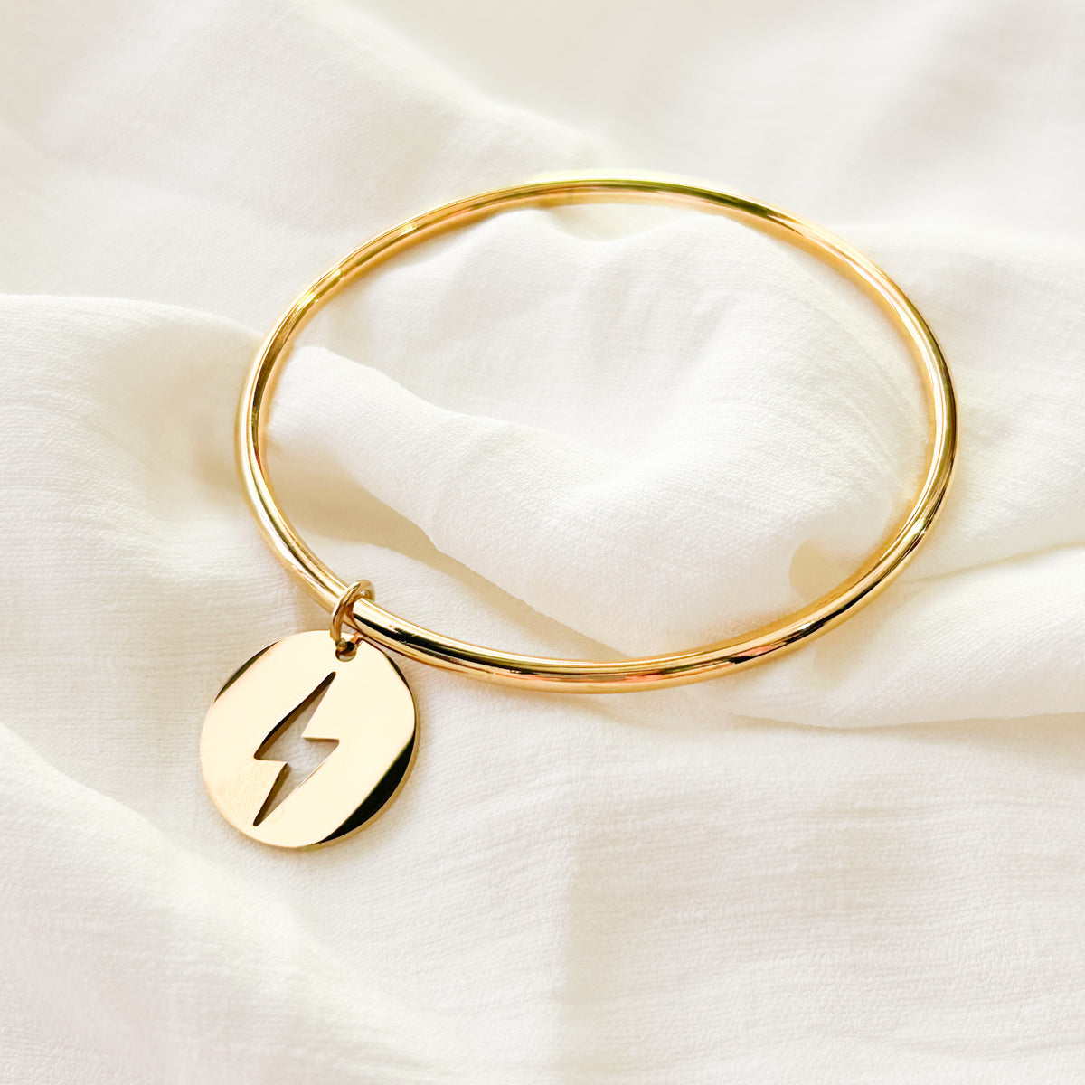 Jonc éclair en acier inoxydable doré – Lany-bijoux
