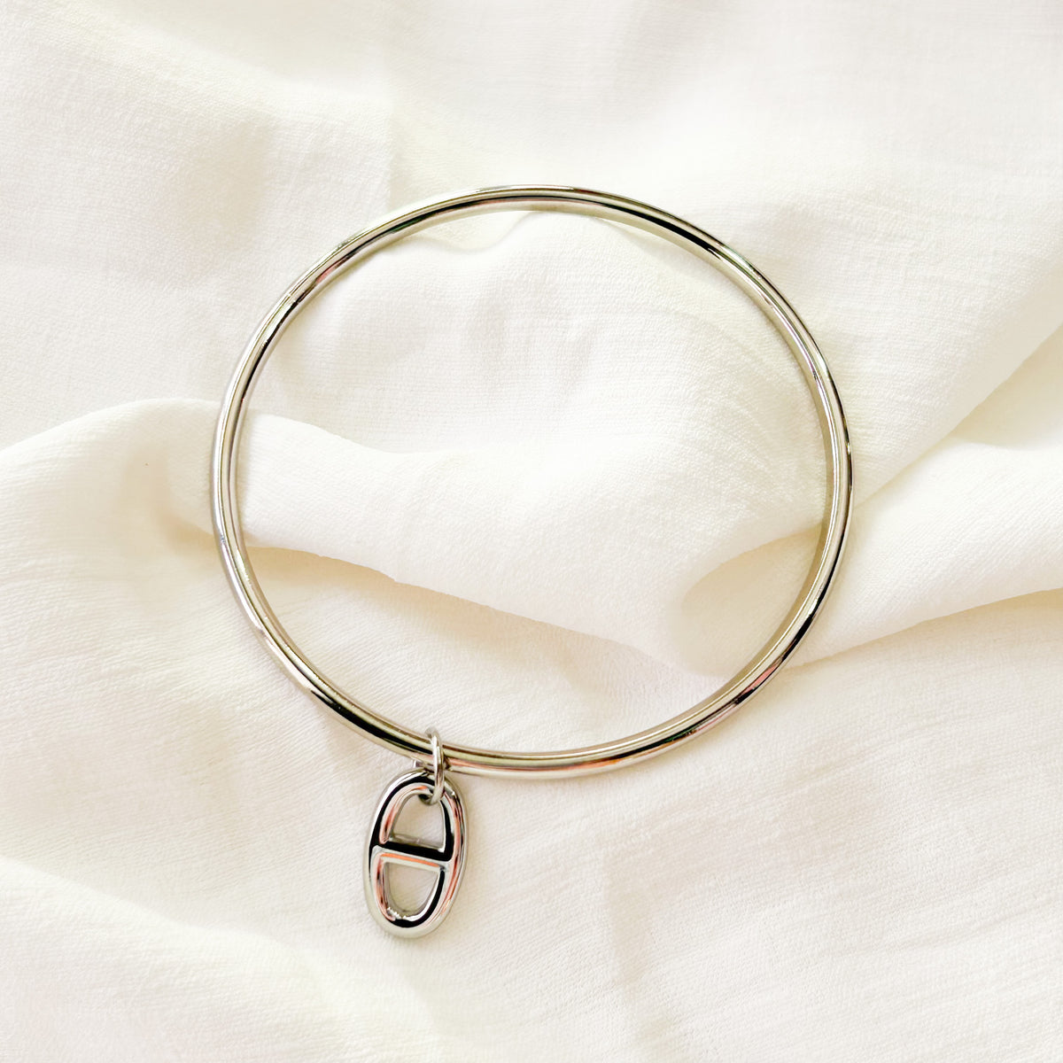 Jonc grain de café en acier inoxydable argenté – Lany-bijoux