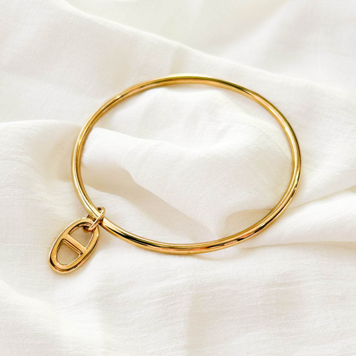 Jonc grain de café en acier inoxydable doré – Lany-bijoux