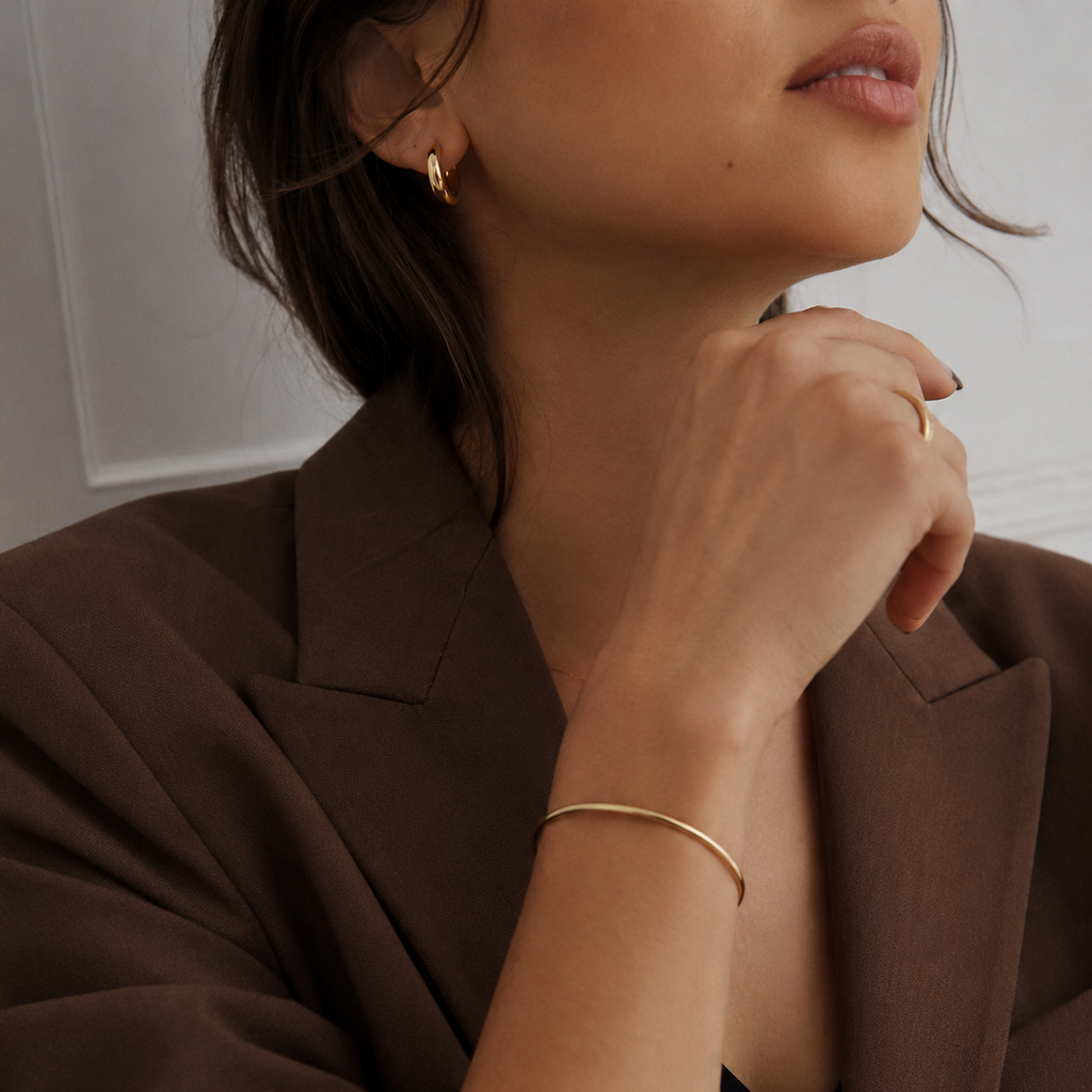 Judith  | Demi jonc doré en acier inoxydable - Lany-bijoux