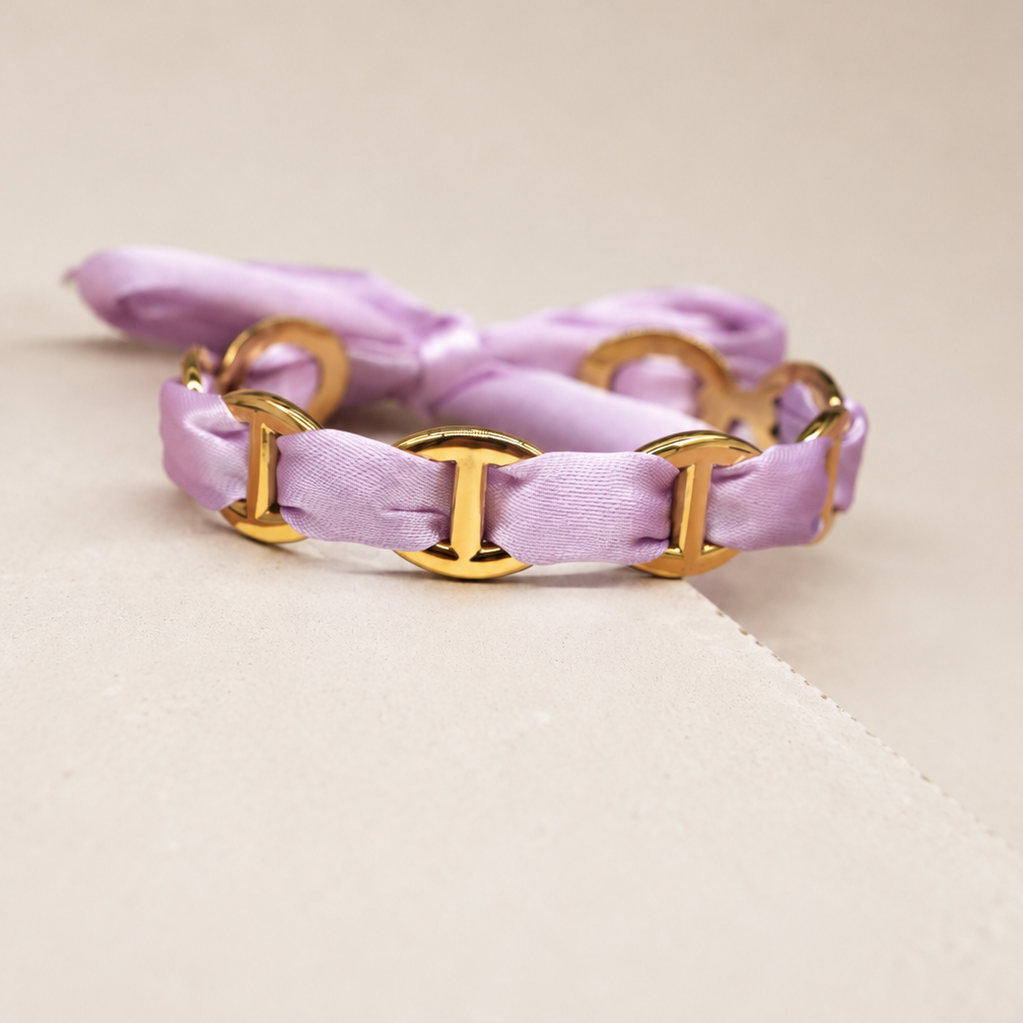 Luna  | Demi jonc ruban violet en acier inoxydable