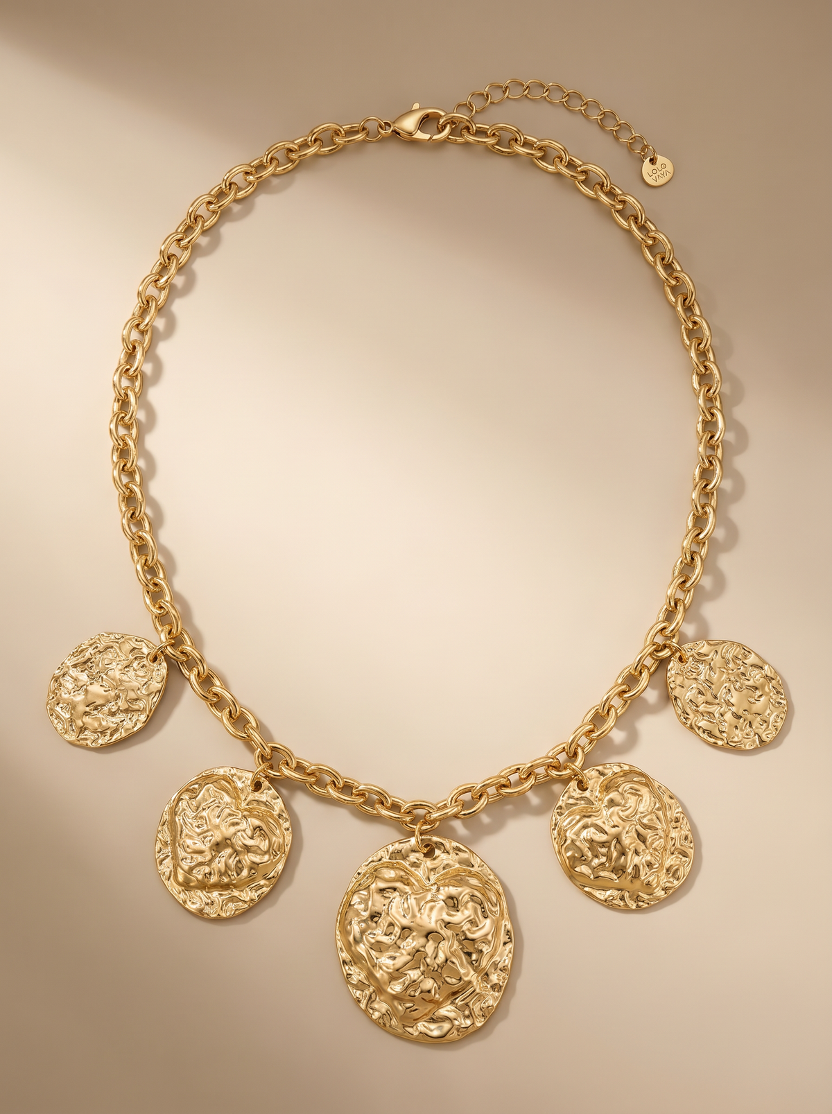 Collier Charlotte – Médailles martelées dorées - Lany-bijoux