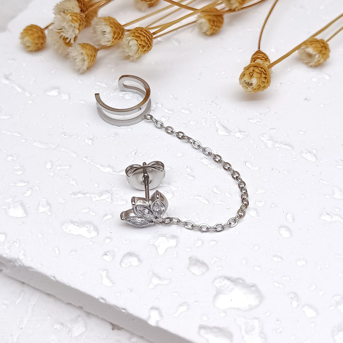 Mono boucle d'oreille Soline en acier inoxydable argenté – Lany-bijoux