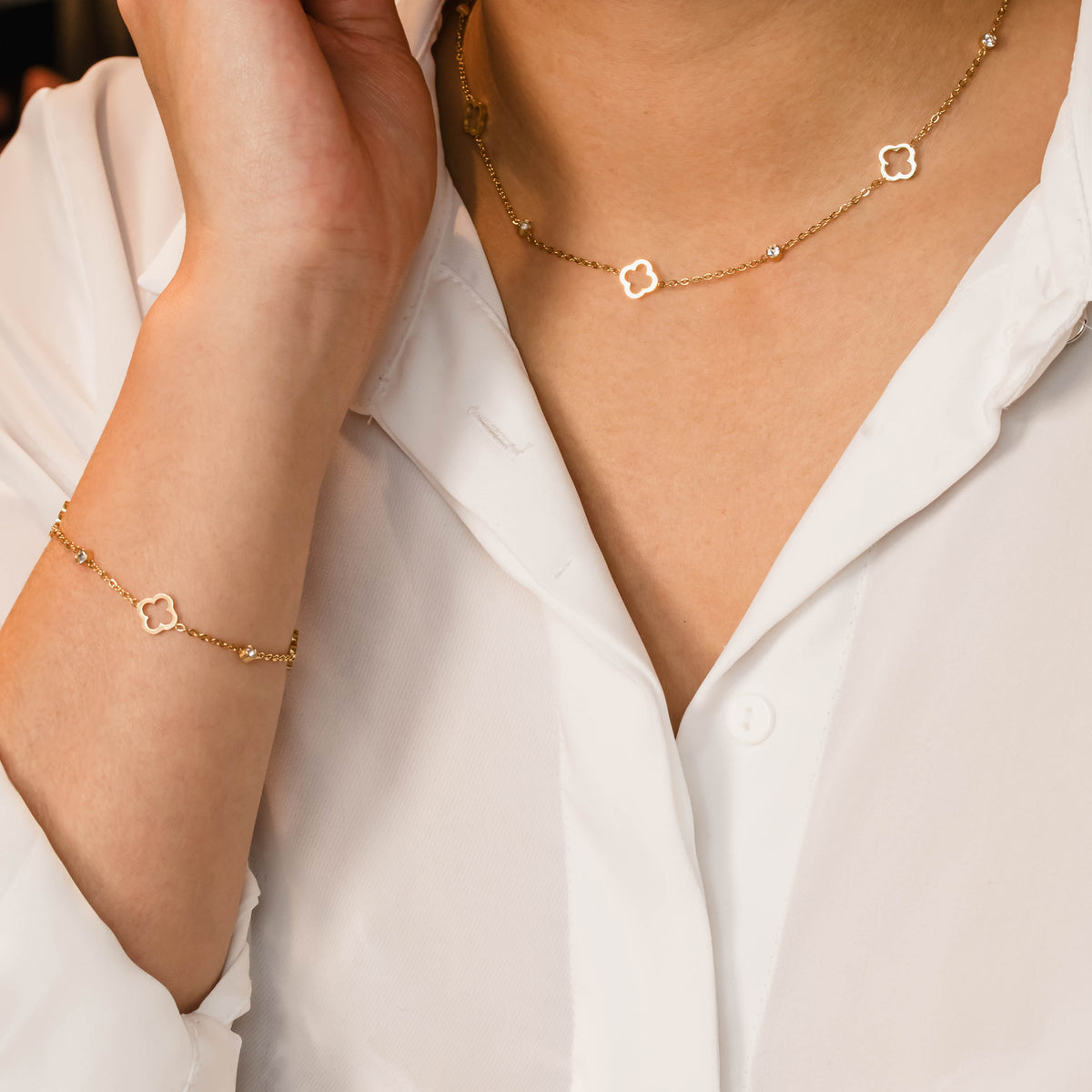 Parure bracelet et collier Jako en acier inoxydable doré – Lany-bijoux