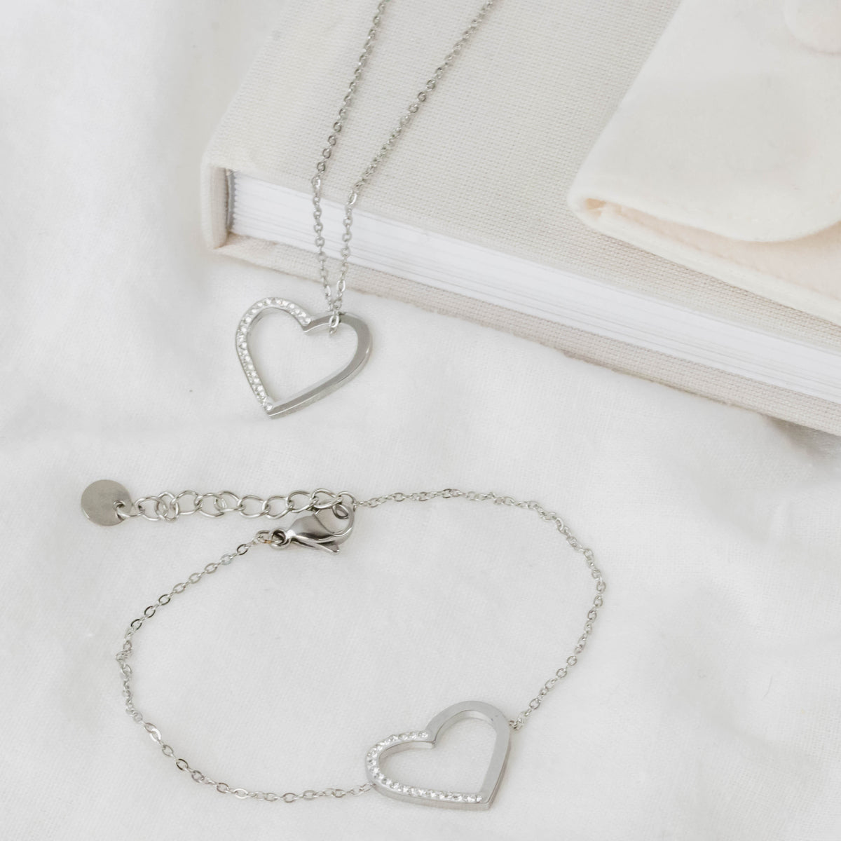 Parure bracelet et collier Joya en acier inoxydable argenté – Lany-bijoux