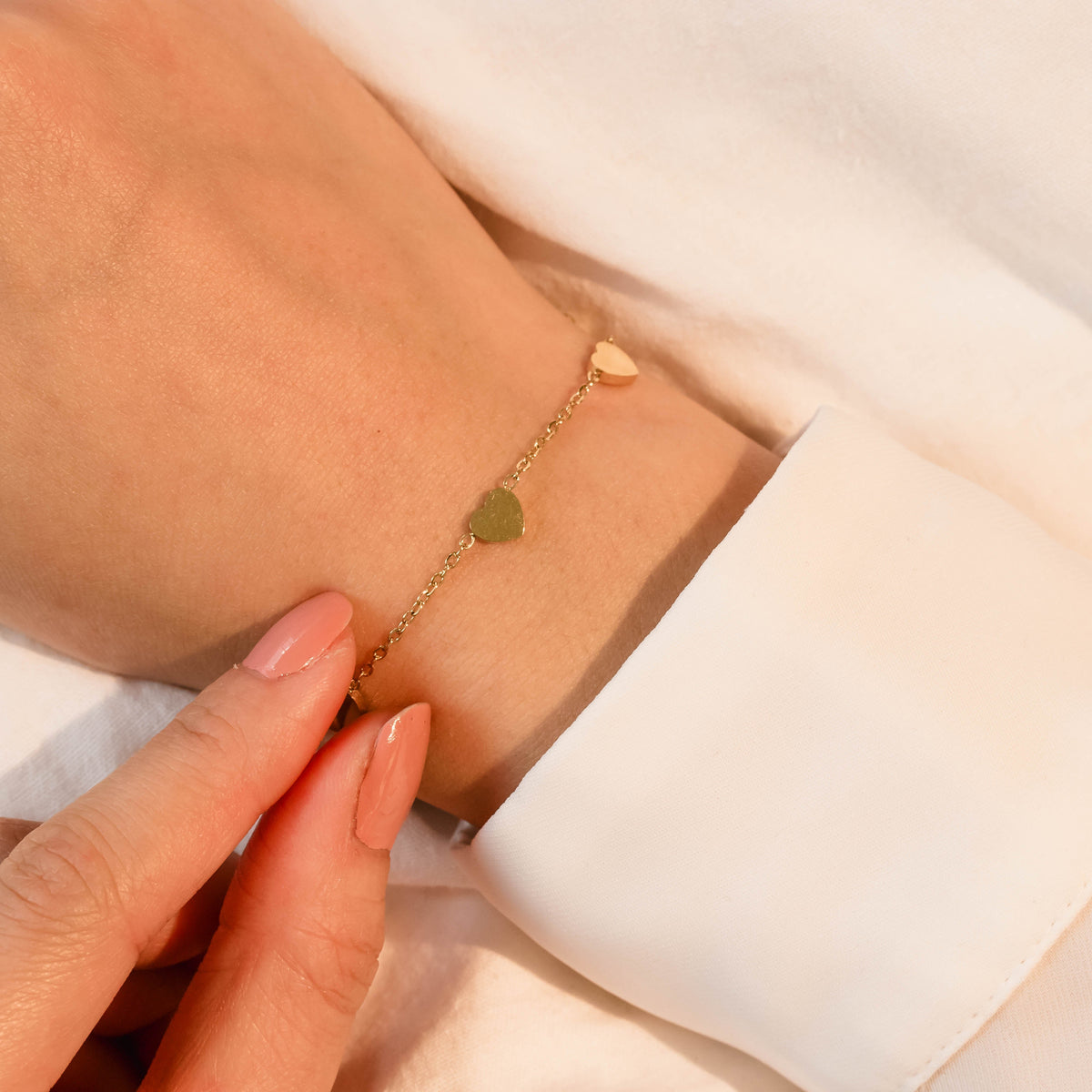 Parure bracelet et collier Marra cœurs en acier inoxydable argenté – Lany-bijoux