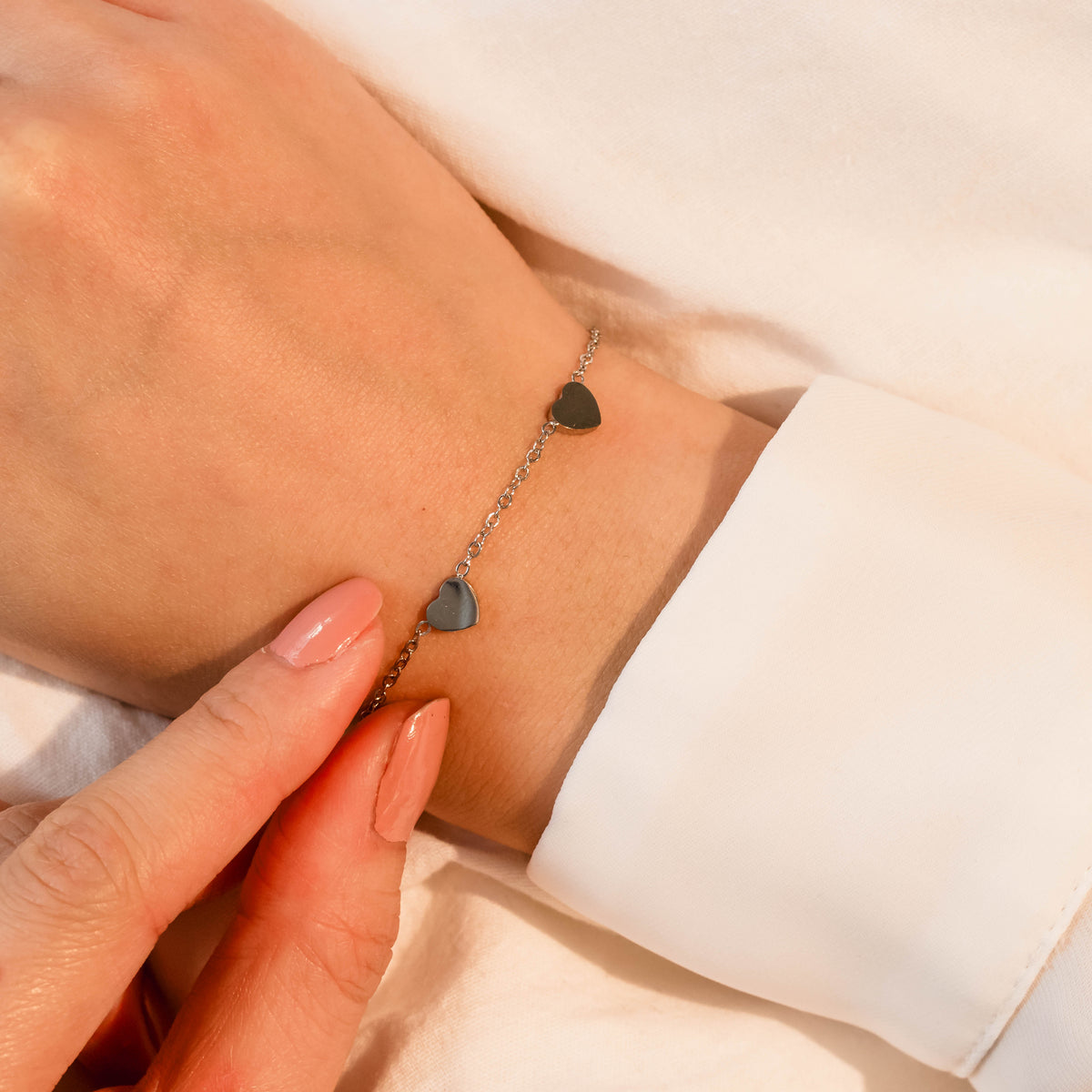 Parure Marra 3 pièces cœurs en acier inoxydable argenté – Lany-bijoux