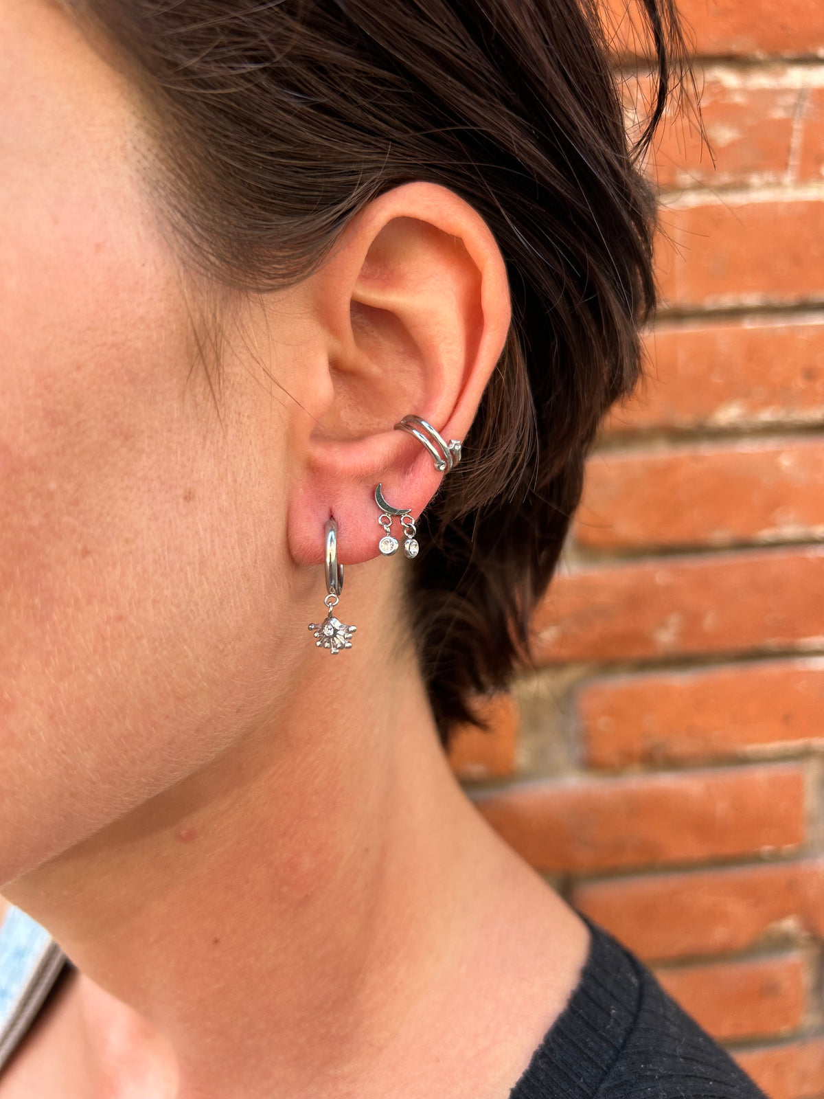 Puces d'oreilles Alecia en acier inoxydable argenté – Lany-bijoux