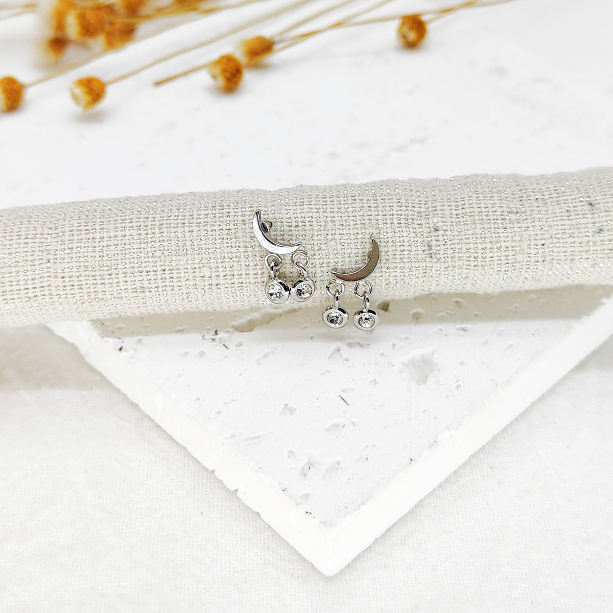 Puces d'oreilles Alecia en acier inoxydable argenté – Lany-bijoux