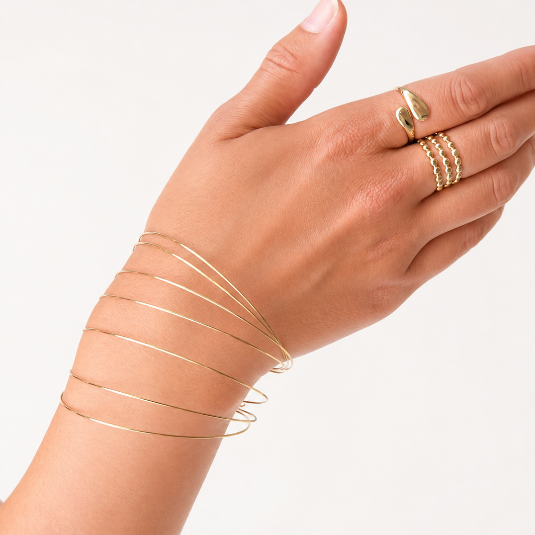 Semainier Cléo, 7 joncs en acier inoxydable doré – Lany-bijoux
