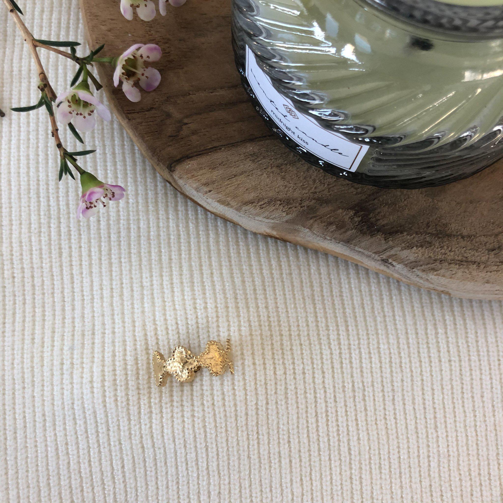 Bague petits trèfles en acier inoxydable doré - modèle Dorothé-Lany-bijoux