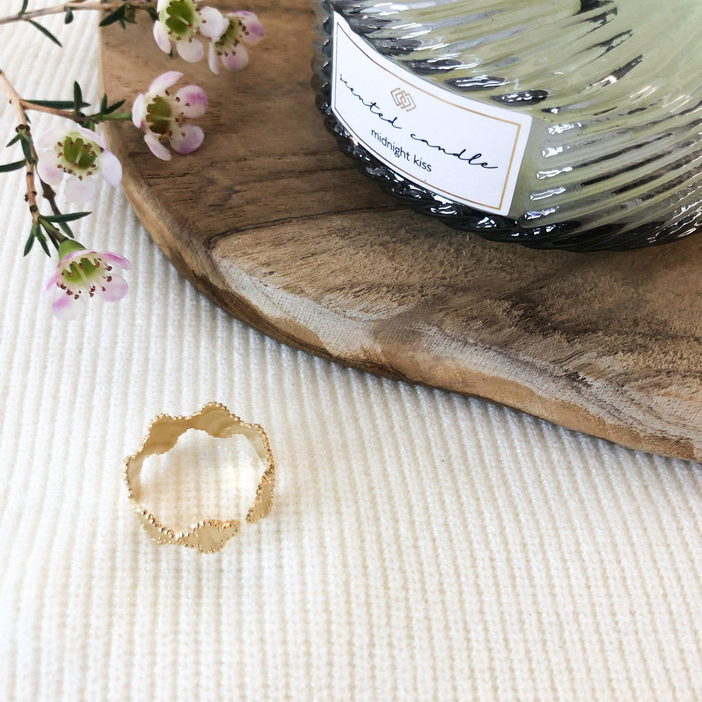 Bague petits trèfles en acier inoxydable doré - modèle Dorothé-Lany-bijoux