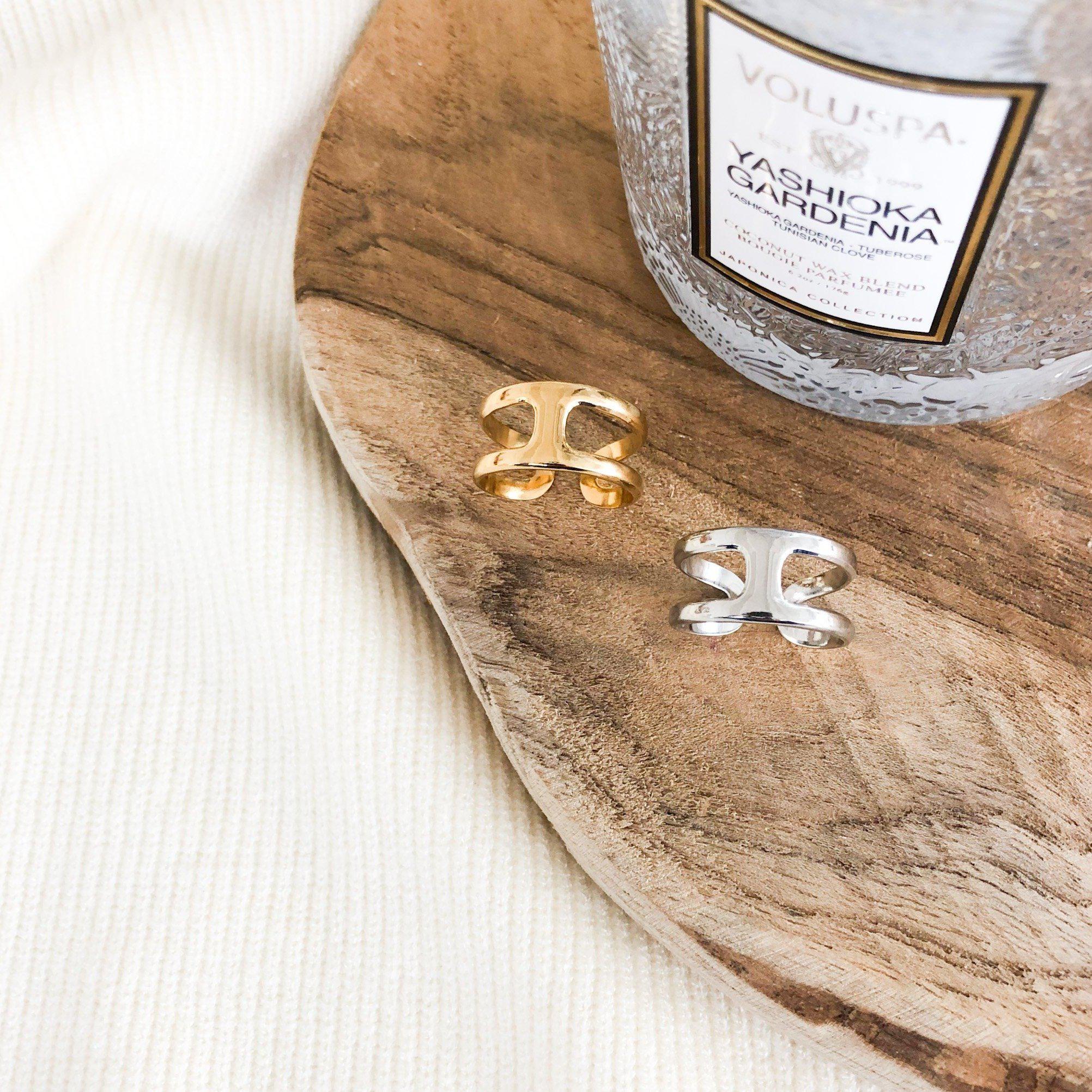 Bague forme arrondie en acier inoxydable argenté - modèle ajustable-bague-Lany-bijoux