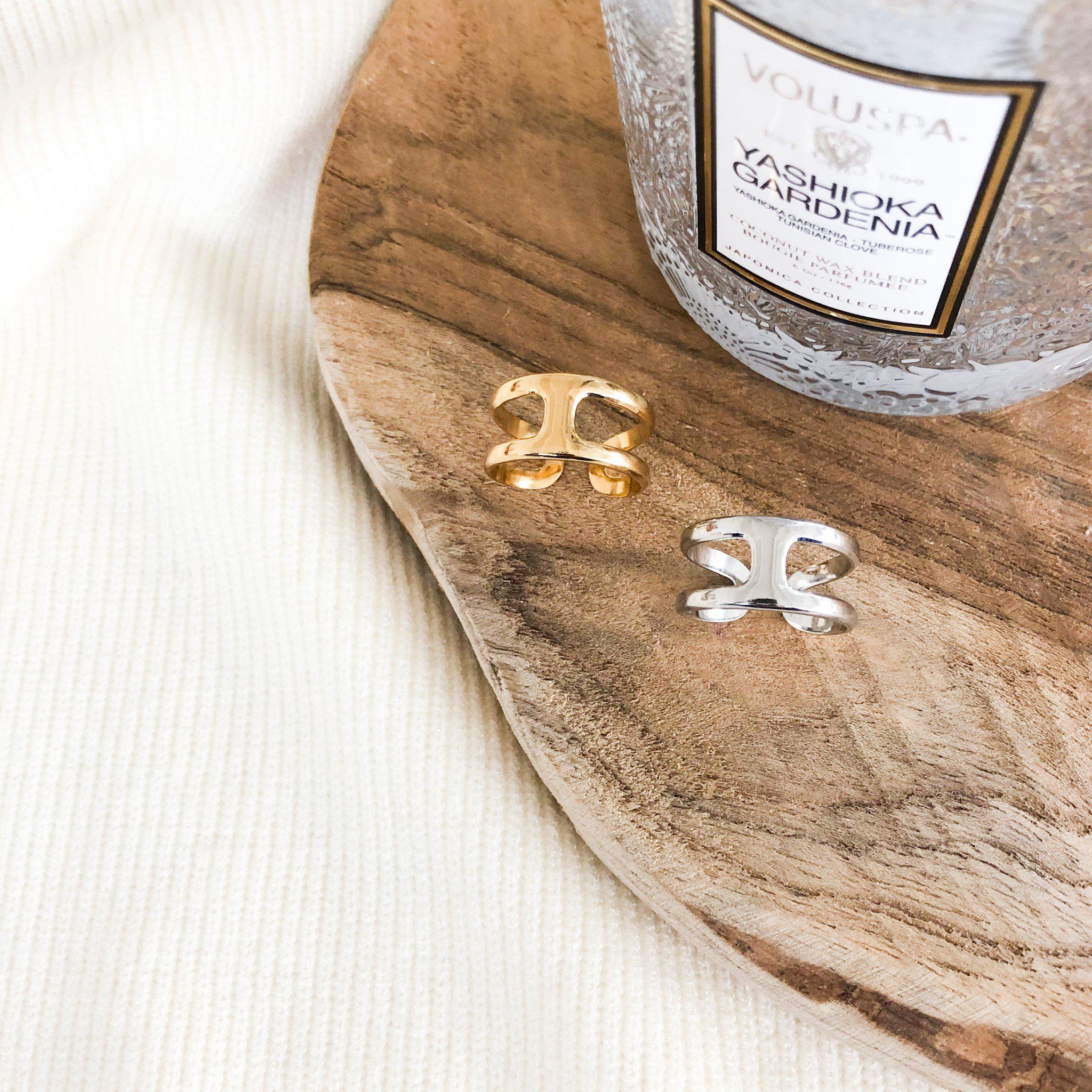 Bague forme arrondie en acier inoxydable doré - modèle ajustable-bague-Lany-bijoux