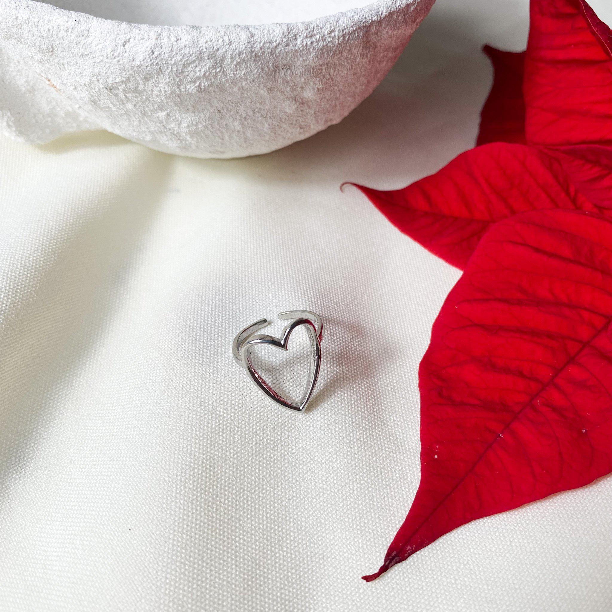 Bague coeur allongé en acier inoxydable argenté-bague-Lany-bijoux