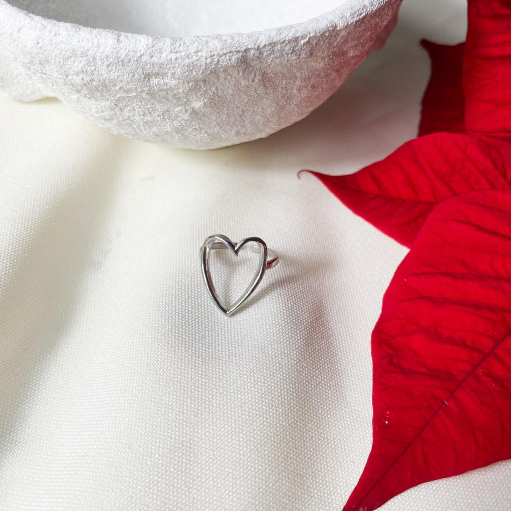 Bague coeur allongé en acier inoxydable argenté-bague-Lany-bijoux