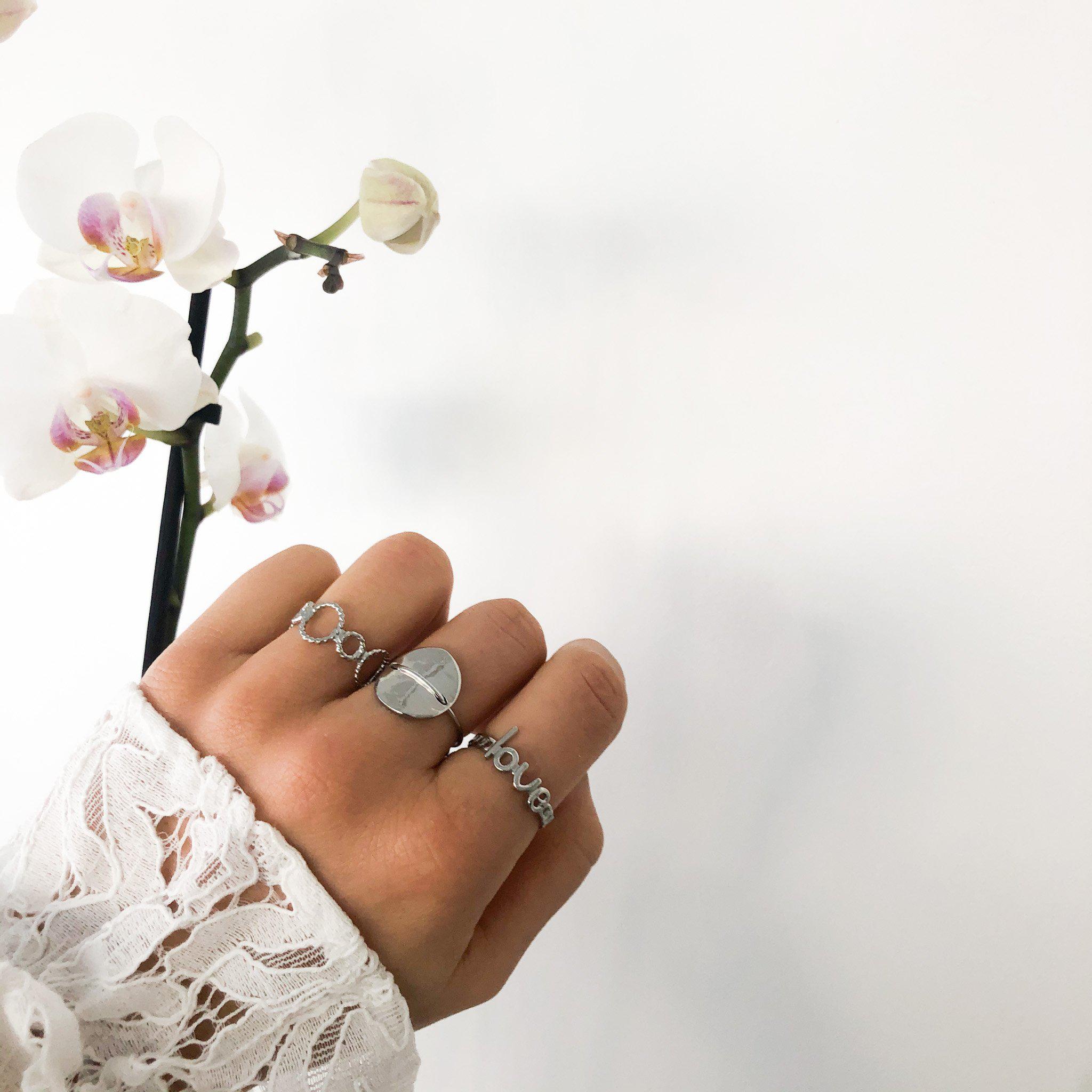 Bague petits et grands cercles ajourés en acier inoxydable argenté-bague-Lany-bijoux