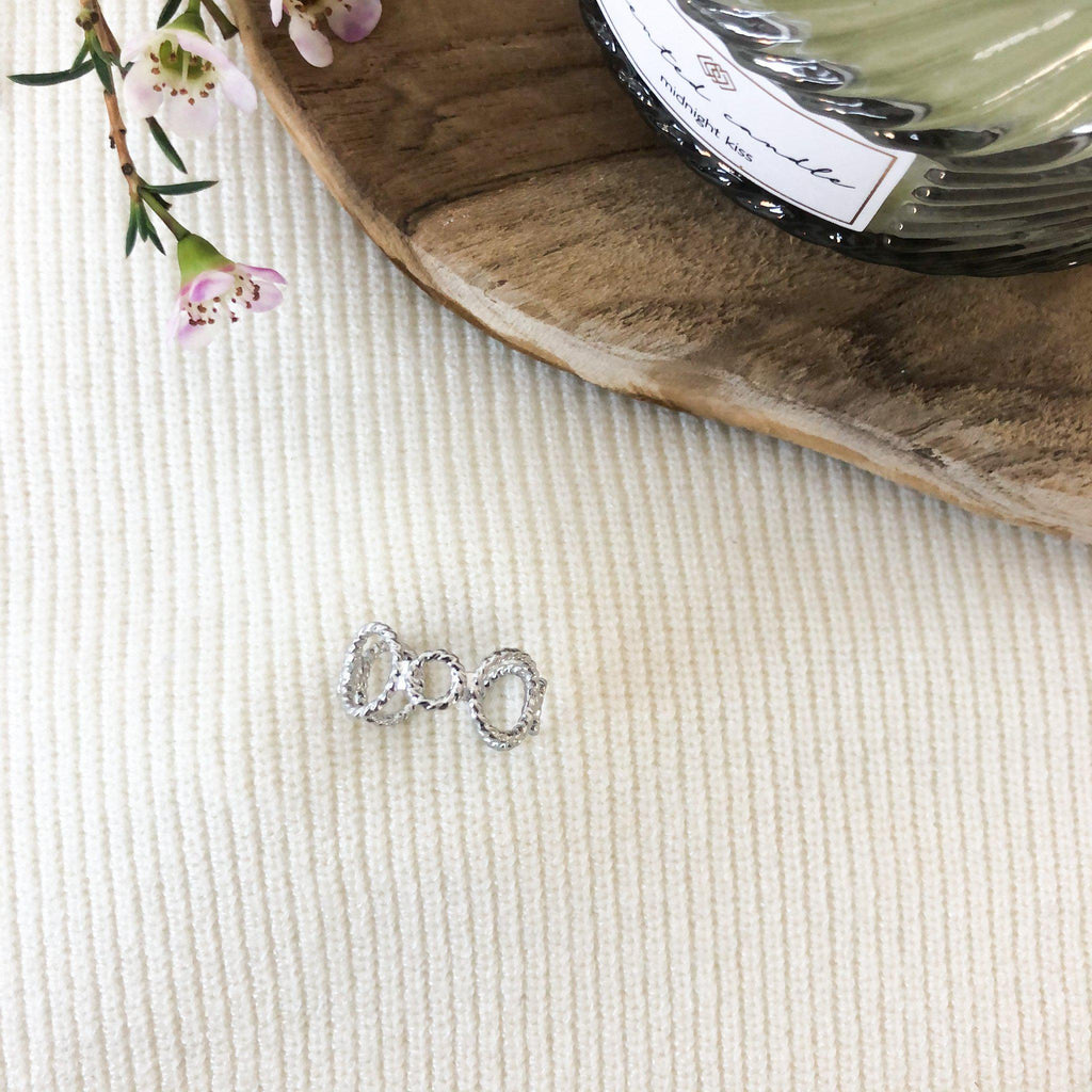 Bague petits et grands cercles ajourés en acier inoxydable argenté-bague-Lany-bijoux