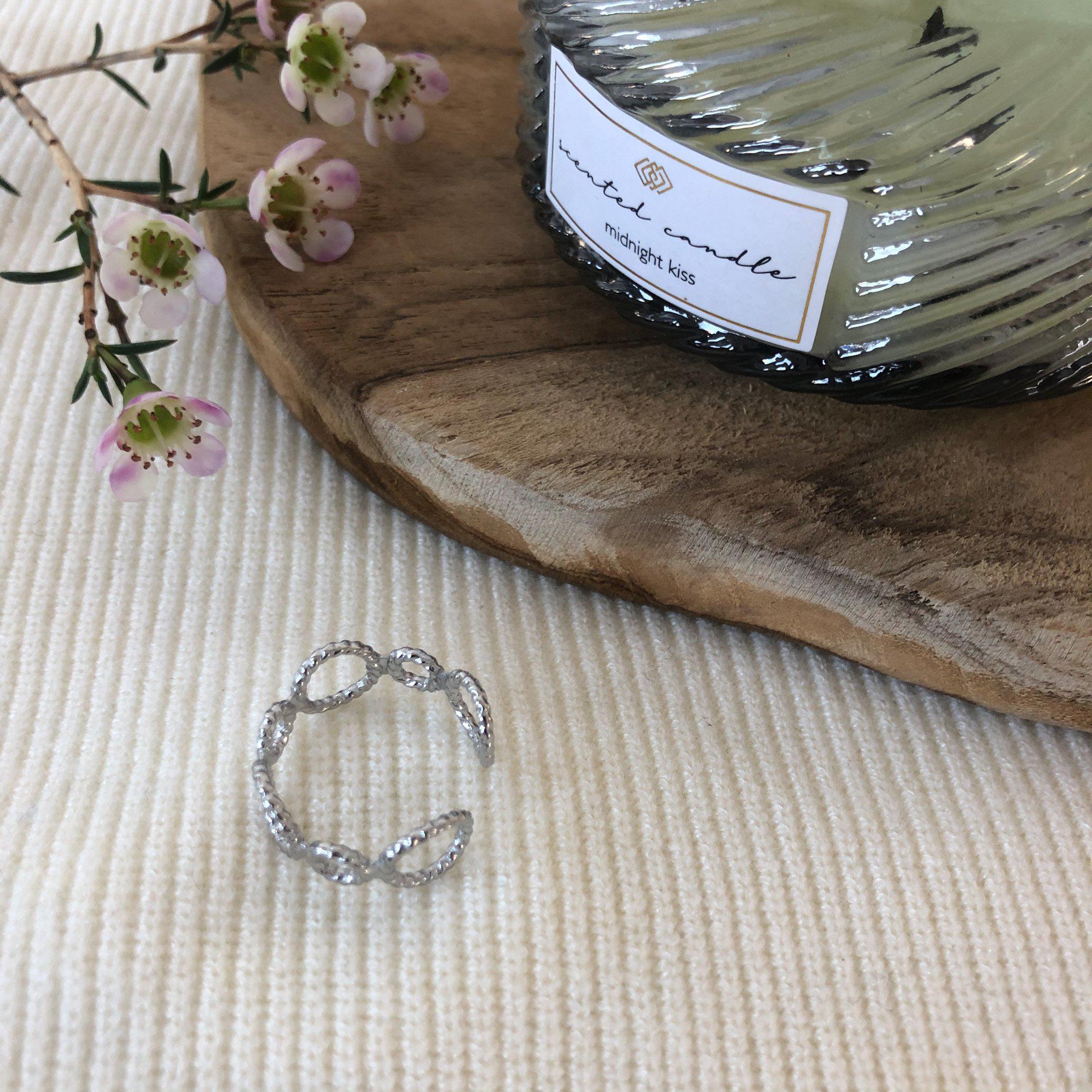 Bague petits et grands cercles ajourés en acier inoxydable argenté-bague-Lany-bijoux