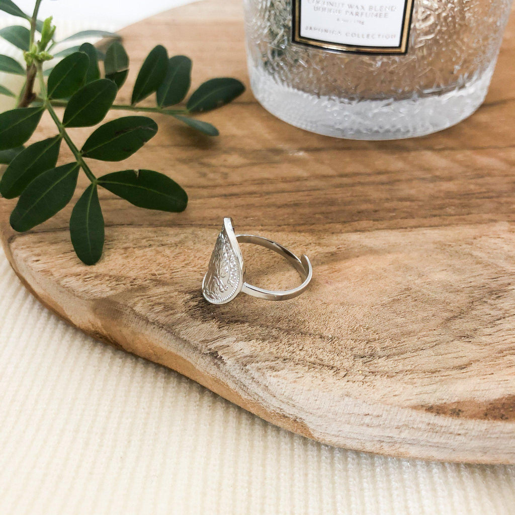 Bague pièce de monnaie en acier inoxydable argenté - modèle ajustable-bague-Lany-bijoux