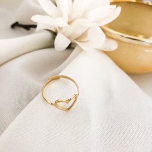 Bague coeur en acier inoxydable doré - modèle ajustable-bague-Lany-bijoux