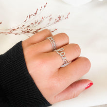Charger l&#39;image dans la galerie, Bague double anneaux en acier inoxydable argenté - modèle ajustable-Lany-bijoux
