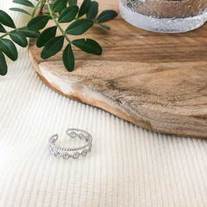 Bague double anneaux en acier inoxydable argenté - modèle ajustable-Lany-bijoux