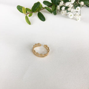 Bague double anneaux en acier inoxydable doré - modèle ajustable-bague-Lany-bijoux