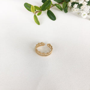 Bague double anneaux en acier inoxydable doré - modèle ajustable-bague-Lany-bijoux