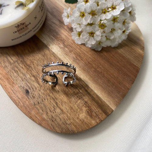 Bague effet superposition fine en acier inoxydable argenté - modèle ajustable-bague-Lany-bijoux